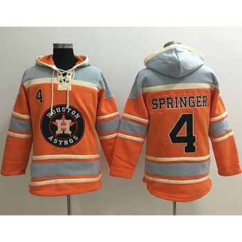 Astros #4 George Springer Orange Sawyer Hooded Sweatshirt MLB Hoodie Astros #4 George Springer Orange Sawyer Hooded Sweatshirt MLB Hoodie