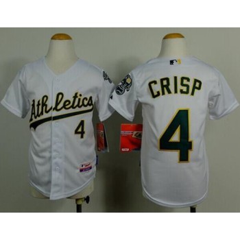 Athletics #4 Coco Crisp White Cool Base Stitched Youth MLB Jersey Athletics #4 Coco Crisp White Cool Base Stitched Youth MLB Jersey