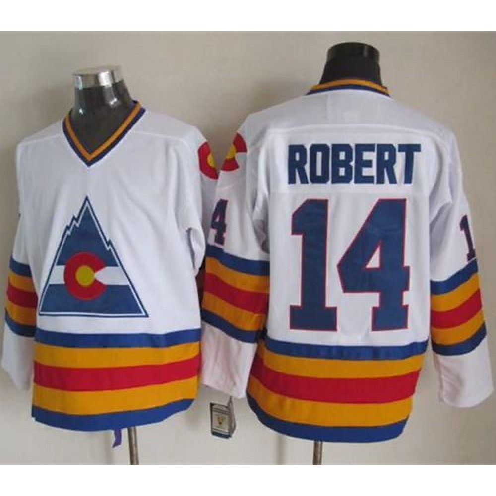 Avalanche #14 Rene Robert White CCM Throwback Stitched NHL Jersey