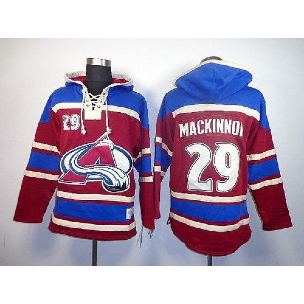 Avalanche #29 Nathan MacKinnon Red Sawyer Hooded Sweatshirt Stitched NHL Jersey