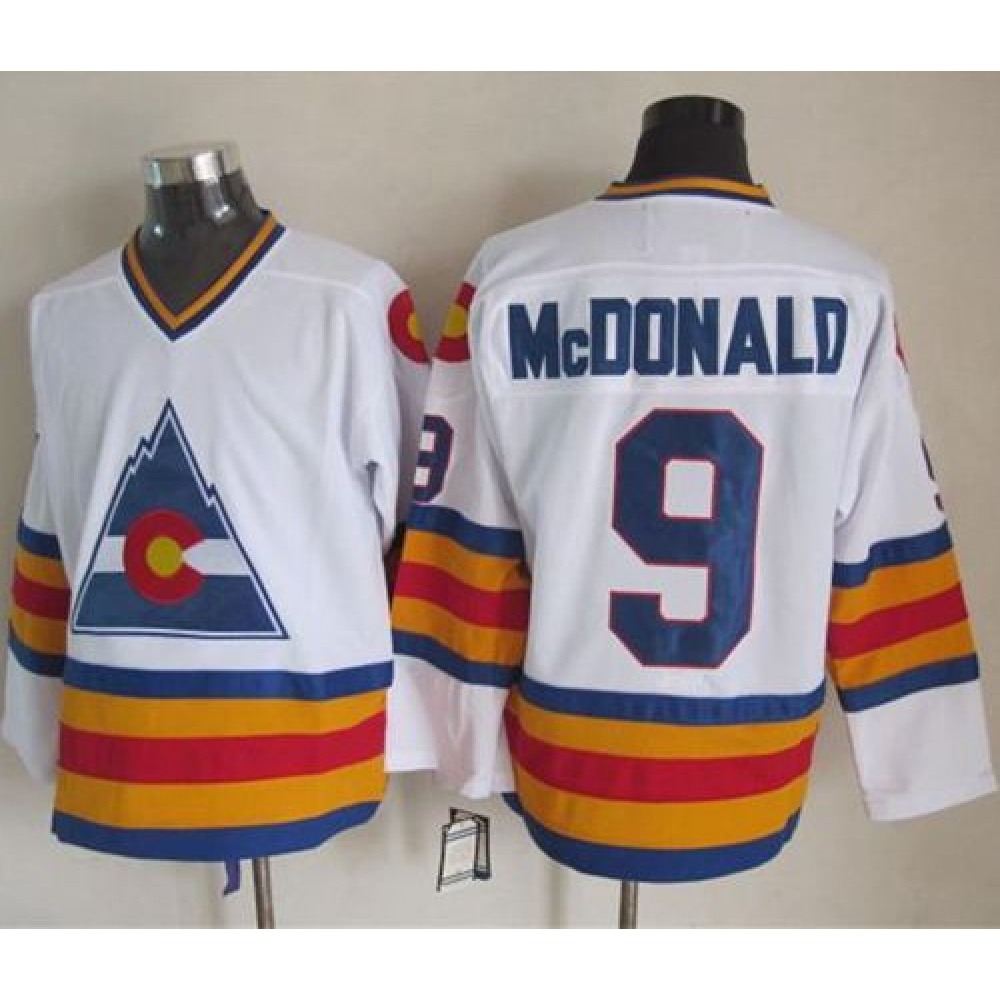 Avalanche #9 Lanny McDonald White CCM Throwback Stitched NHL Jersey