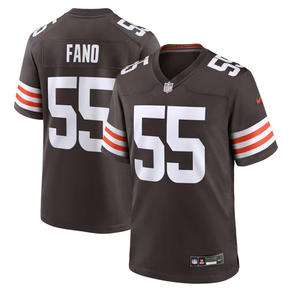 Men's Cleveland Browns #55 Spencer Fano Brown 2026 NFL Draft Game Jersey