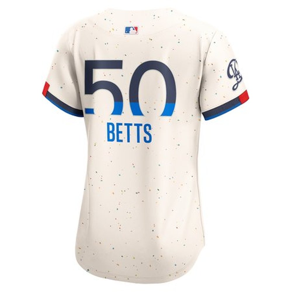 Women's Los Angeles Dodgers #50 Mookie Betts Cream 2024 City Connect Limited Player Jersey