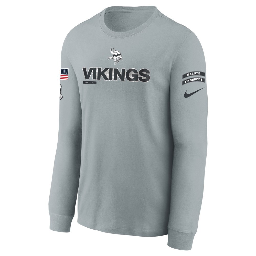 Youth Minnesota Vikings Gray 2024 Salute To Service Long Sleeve T-Shirt Youth Minnesota Vikings Gray 2024 Salute To Service Long Sleeve T-Shirt