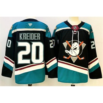 Men's Anaheim Ducks #20 Chris Kreider Black/Teal 2024-25 Stitched Premium Jersey Men's Anaheim Ducks #20 Chris Kreider Black/Teal 2024-25 Stitched Premium Jersey