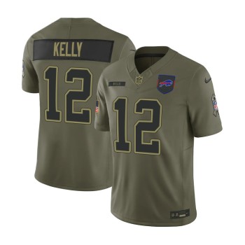 Youth's Buffalo Bills #12 Jim Kelly Nike Olive 2025 Salute to Service Retired Limited Jersey Youth's Buffalo Bills #12 Jim Kelly Nike Olive 2025 Salute to Service Retired Limited Jersey