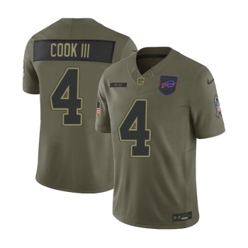 Youth's Buffalo Bills #4 James Cook Nike Olive 2025 Salute to Service Retired Limited Jersey Youth's Buffalo Bills #4 James Cook Nike Olive 2025 Salute to Service Retired Limited Jersey