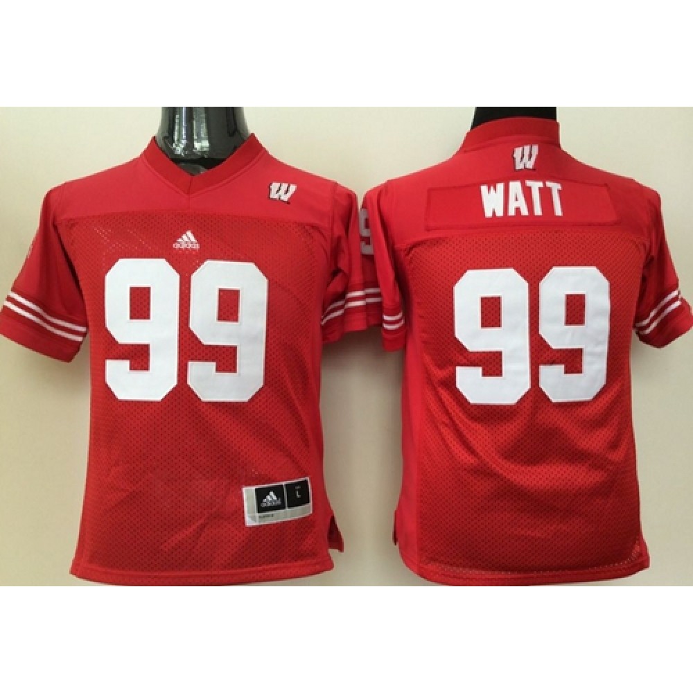 Badgers #99 J.J. Watt Red Stitched Youth NCAA Jersey