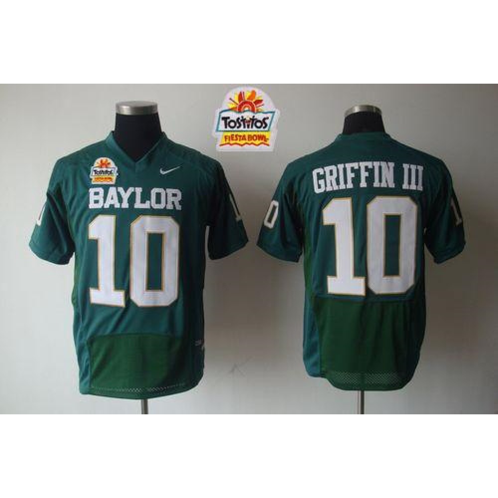 Bears #10 Robert Griffin III Green 2014 Fiesta Bowl Patch Stitched NCAA Jersey