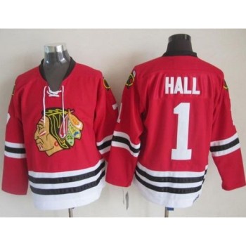 Blackhawks #1 Glenn Hall Stitched Red CCM Throwback NHL Jersey Blackhawks #1 Glenn Hall Stitched Red CCM Throwback NHL Jersey