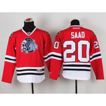 Blackhawks #20 Brandon Saad Red(White Skull) Stitched Youth NHL Jersey Blackhawks #20 Brandon Saad Red(White Skull) Stitched Youth NHL Jersey