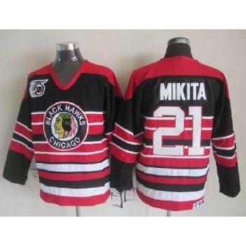 Blackhawks #21 Stan Mikita Red/Black 75TH CCM Stitched NHL Jersey Blackhawks #21 Stan Mikita Red/Black 75TH CCM Stitched NHL Jersey