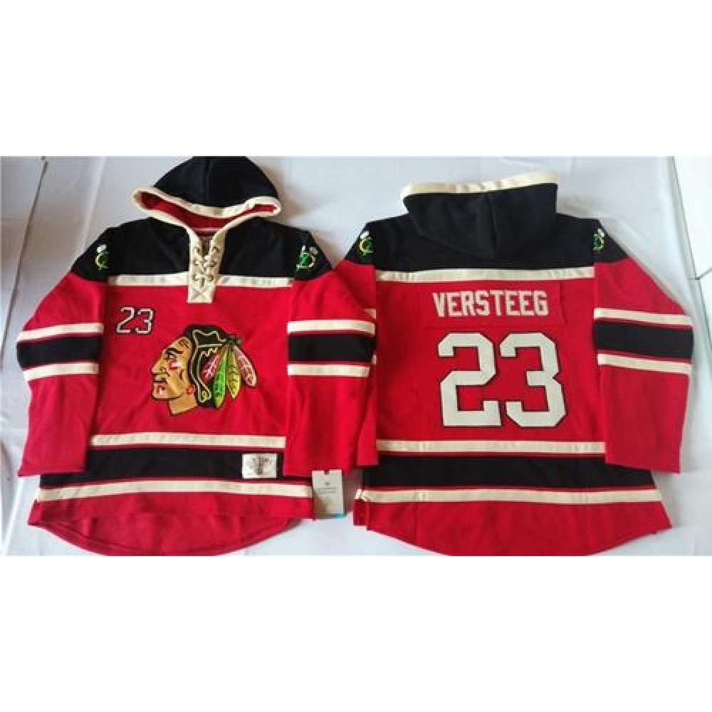 Blackhawks #23 Kris Versteeg Red Sawyer Hooded Sweatshirt Stitched NHL Jersey