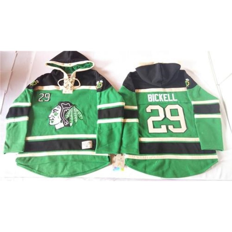 Blackhawks #29 Bryan Bickell Green St. Patrick's Day McNary Lace Hoodie Stitched NHL Jersey Blackhawks #29 Bryan Bickell Green St. Patrick's Day McNary Lace Hoodie Stitched NHL Jersey