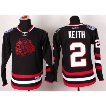 Blackhawks #2 Duncan Keith Black(Red Skull) 2014 Stadium Series Stitched Youth NHL Jersey Blackhawks #2 Duncan Keith Black(Red Skull) 2014 Stadium Series Stitched Youth NHL Jersey