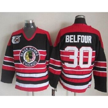 Blackhawks #30 ED Belfour Red/Black 75TH CCM Stitched NHL Jersey Blackhawks #30 ED Belfour Red/Black 75TH CCM Stitched NHL Jersey