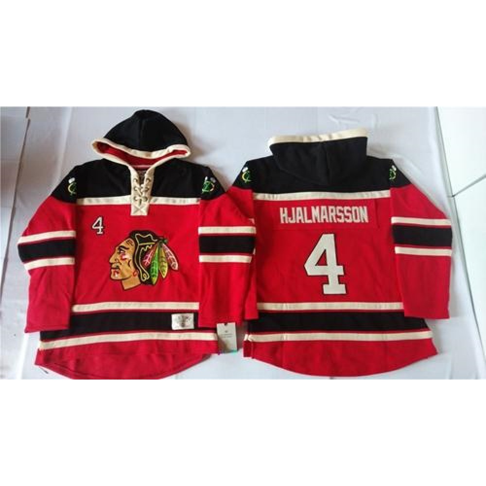 Blackhawks #4 Niklas Hjalmarsson Red Sawyer Hooded Sweatshirt Stitched NHL Jersey