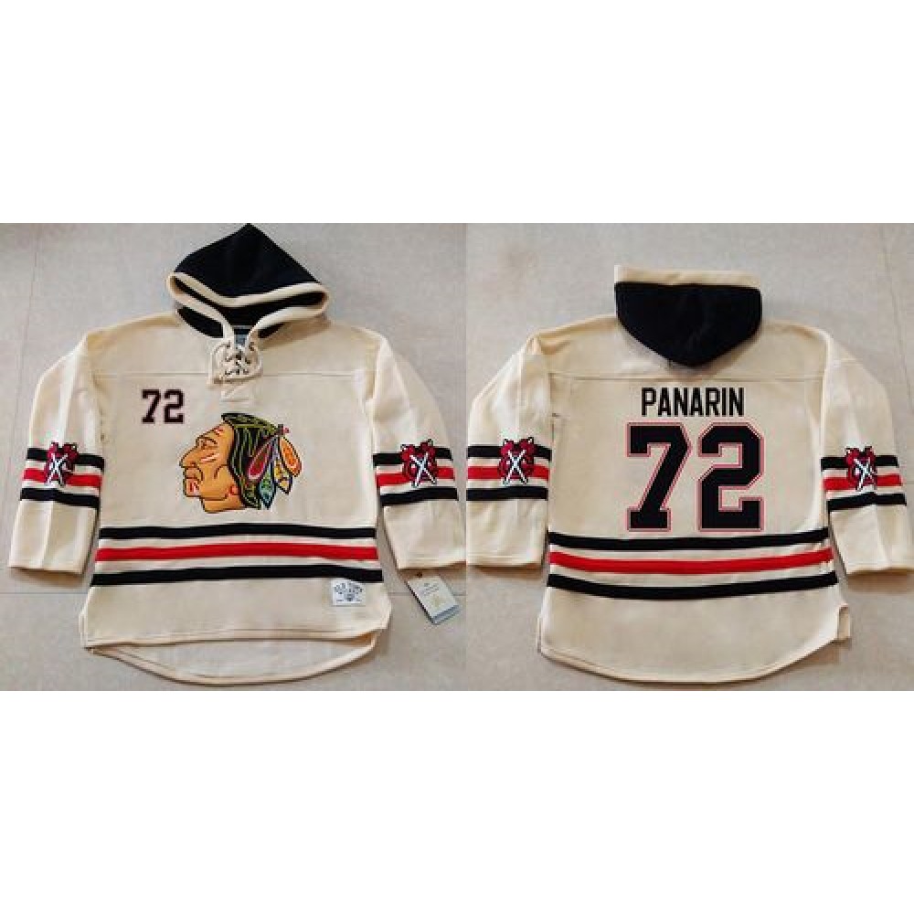 Blackhawks #72 Artemi Panarin Cream Heavyweight Pullover Hoodie Stitched NHL Jersey