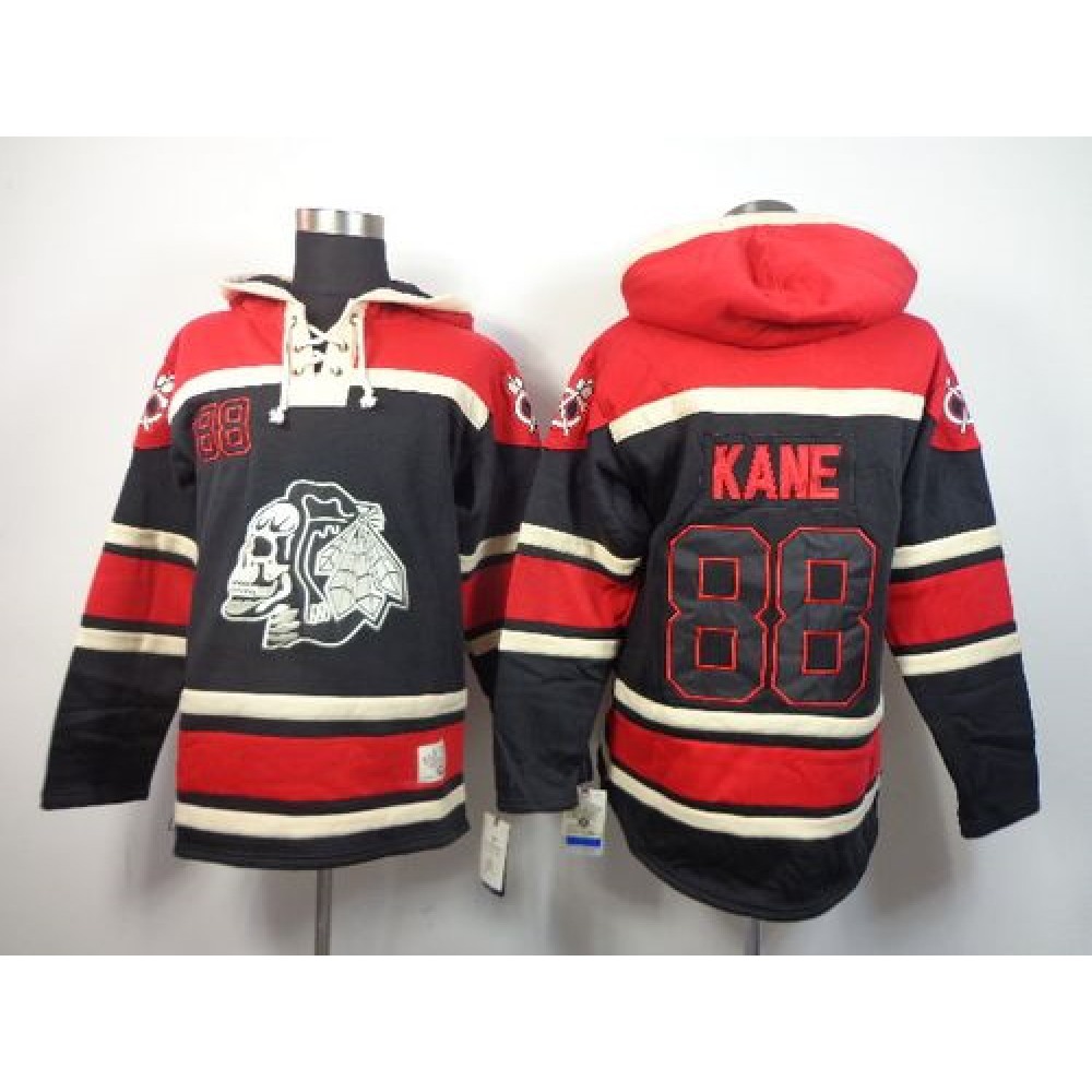 Blackhawks #88 Patrick Kane Black Sawyer Hooded Sweatshirt Stitched NHL Jersey