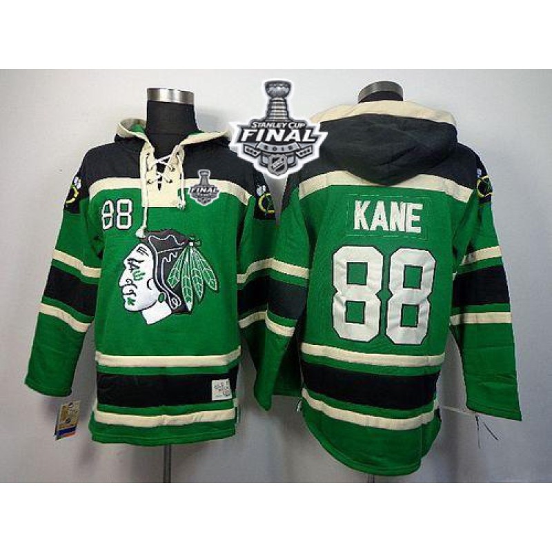 Blackhawks #88 Patrick Kane Green St. Patrick's Day McNary Lace Hoodie 2015 Stanley Cup Stitched NHL Jersey Blackhawks #88 Patrick Kane Green St. Patrick's Day McNary Lace Hoodie 2015 Stanley Cup Stitched NHL Jersey