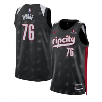 Men's Portland Trail Blazers #76 Taze Moore Black 2024/25 City Edition Edition Stitched Basketball Jersey