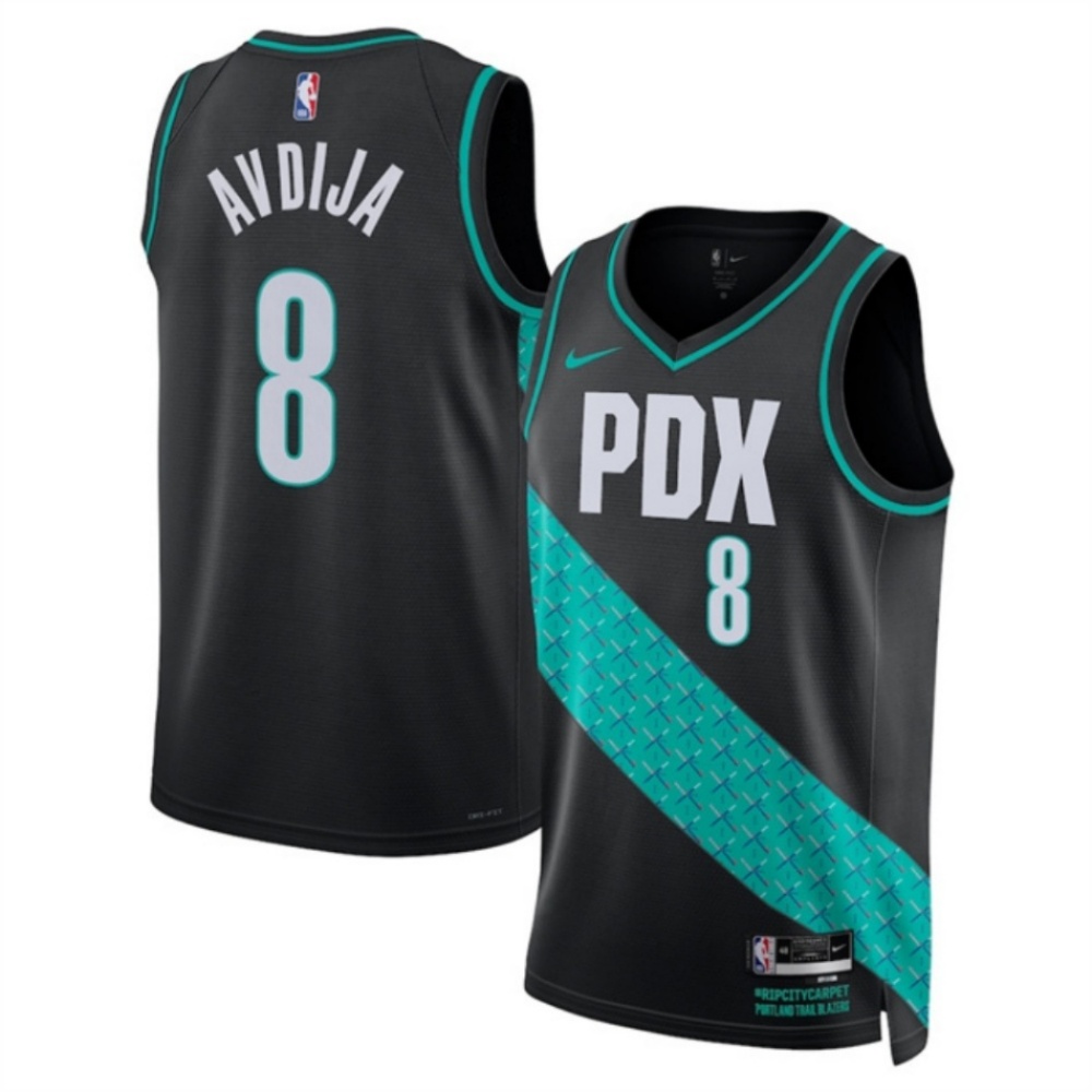 Men's Portland Trail Blazers #8 Deni Avdija Black 2025/26 City Edition Edition Stitched Basketball Jersey