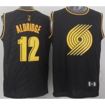 Blazers #12 Lamarcus Aldridge Black Precious Metals Fashion Stitched NBA Jersey Blazers #12 Lamarcus Aldridge Black Precious Metals Fashion Stitched NBA Jersey