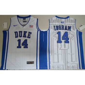 Blue Devils #14 Brandon Ingram White Basketball Elite V Neck Stitched NCAA Jersey Blue Devils #14 Brandon Ingram White Basketball Elite V Neck Stitched NCAA Jersey