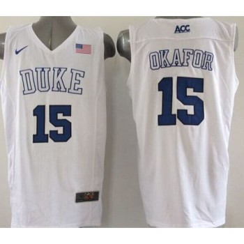 Blue Devils #15 Jahlil Okafor White Basketball Elite Stitched NCAA Jersey Blue Devils #15 Jahlil Okafor White Basketball Elite Stitched NCAA Jersey