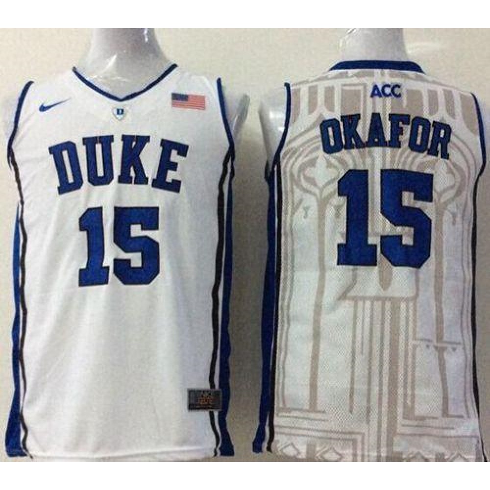 Blue Devils #15 Jahlil Okafor White Basketball Stitched NCAA Jersey