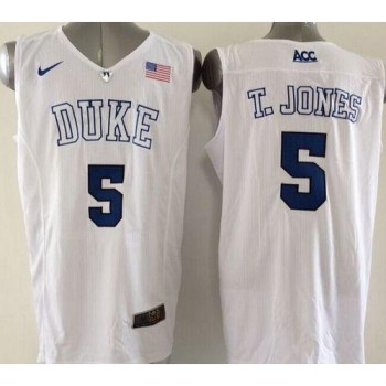 Blue Devils #5 Tyus Jones White Basketball Elite Stitched NCAA Jersey Blue Devils #5 Tyus Jones White Basketball Elite Stitched NCAA Jersey
