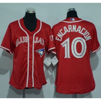 Blue Jays #10 Edwin Encarnacion Red Canada Day Women's Stitched MLB Jersey Blue Jays #10 Edwin Encarnacion Red Canada Day Women's Stitched MLB Jersey