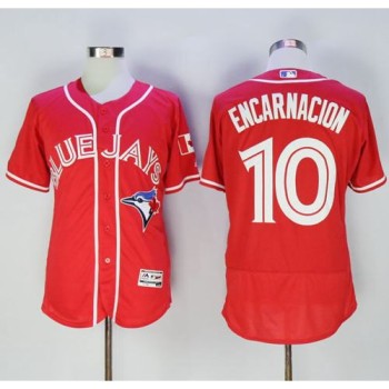 Blue Jays #10 Edwin Encarnacion Red Flexbase Authentic Collection Canada Day Stitched MLB Jersey Blue Jays #10 Edwin Encarnacion Red Flexbase Authentic Collection Canada Day Stitched MLB Jersey