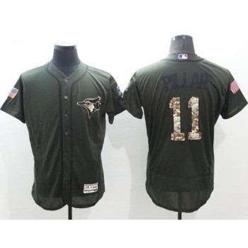 Blue Jays #11 Kevin Pillar Green Flexbase Authentic Collection Salute to Service Stitched MLB Jersey Blue Jays #11 Kevin Pillar Green Flexbase Authentic Collection Salute to Service Stitched MLB Jersey