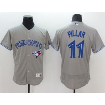 Blue Jays #11 Kevin Pillar Grey Flexbase Authentic Collection Stitched MLB Jersey Blue Jays #11 Kevin Pillar Grey Flexbase Authentic Collection Stitched MLB Jersey