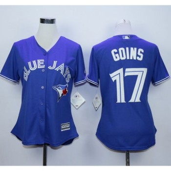 Blue Jays #17 Ryan Goins Blue Alternate Women's Stitched MLB Jersey Blue Jays #17 Ryan Goins Blue Alternate Women's Stitched MLB Jersey