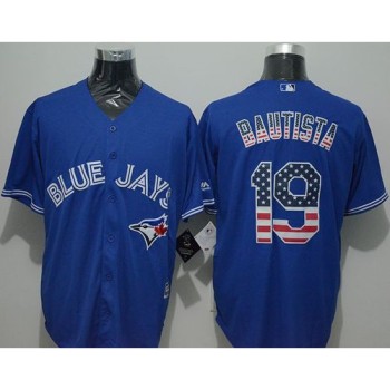 Blue Jays #19 Jose Bautista Blue USA Flag Fashion Stitched MLB Jersey Blue Jays #19 Jose Bautista Blue USA Flag Fashion Stitched MLB Jersey