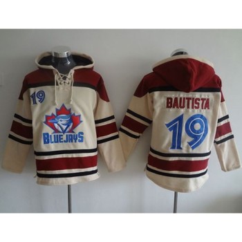 Blue Jays #19 Jose Bautista Cream Sawyer Hooded Sweatshirt MLB Hoodie Blue Jays #19 Jose Bautista Cream Sawyer Hooded Sweatshirt MLB Hoodie