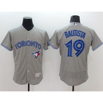 Blue Jays #19 Jose Bautista Grey Flexbase Authentic Collection Stitched MLB Jersey Blue Jays #19 Jose Bautista Grey Flexbase Authentic Collection Stitched MLB Jersey