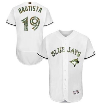 Blue Jays #19 Jose Bautista White Flexbase Authentic Collection 2016 Memorial Day Stitched MLB Jersey Blue Jays #19 Jose Bautista White Flexbase Authentic Collection 2016 Memorial Day Stitched MLB Jersey