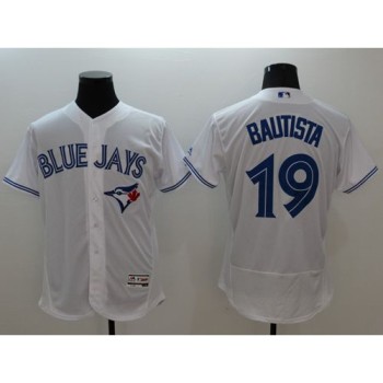 Blue Jays #19 Jose Bautista White Flexbase Authentic Collection Stitched MLB Jersey Blue Jays #19 Jose Bautista White Flexbase Authentic Collection Stitched MLB Jersey