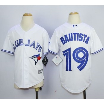 Blue Jays #19 Jose Bautista White New Cool Base Stitched Youth MLB Jersey Blue Jays #19 Jose Bautista White New Cool Base Stitched Youth MLB Jersey