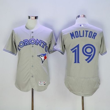 Blue Jays #19 Paul Molitor Grey Flexbase Authentic Collection Stitched MLB Jersey Blue Jays #19 Paul Molitor Grey Flexbase Authentic Collection Stitched MLB Jersey