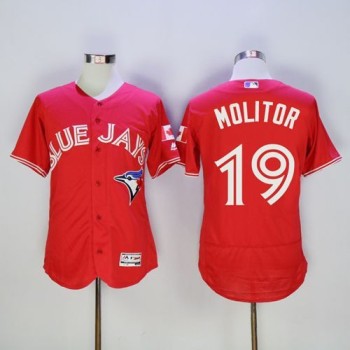 Blue Jays #19 Paul Molitor Red Flexbase Authentic Collection Canada Day Stitched MLB Jersey Blue Jays #19 Paul Molitor Red Flexbase Authentic Collection Canada Day Stitched MLB Jersey