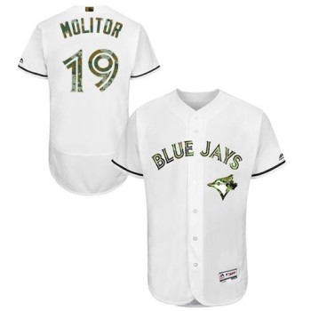 Blue Jays #19 Paul Molitor White Flexbase Authentic Collection 2016 Memorial Day Stitched MLB Jersey Blue Jays #19 Paul Molitor White Flexbase Authentic Collection 2016 Memorial Day Stitched MLB Jersey