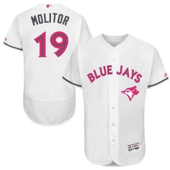 Blue Jays #19 Paul Molitor White Flexbase Authentic Collection 2016 Mother's Day Stitched MLB Jersey Blue Jays #19 Paul Molitor White Flexbase Authentic Collection 2016 Mother's Day Stitched MLB Jersey