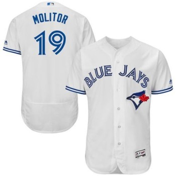 Blue Jays #19 Paul Molitor White Flexbase Authentic Collection Stitched MLB Jersey Blue Jays #19 Paul Molitor White Flexbase Authentic Collection Stitched MLB Jersey