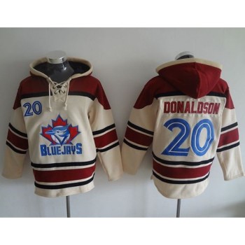 Blue Jays #20 Josh Donaldson Cream Sawyer Hooded Sweatshirt MLB Hoodie Blue Jays #20 Josh Donaldson Cream Sawyer Hooded Sweatshirt MLB Hoodie