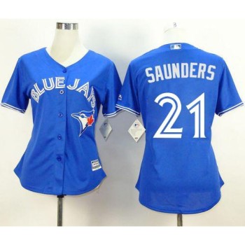 Blue Jays #21 Michael Saunders Blue Alternate Women's Stitched MLB Jersey Blue Jays #21 Michael Saunders Blue Alternate Women's Stitched MLB Jersey