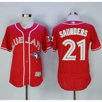 Blue Jays #21 Michael Saunders Red Flexbase Authentic Collection Canada Day Stitched MLB Jersey Blue Jays #21 Michael Saunders Red Flexbase Authentic Collection Canada Day Stitched MLB Jersey